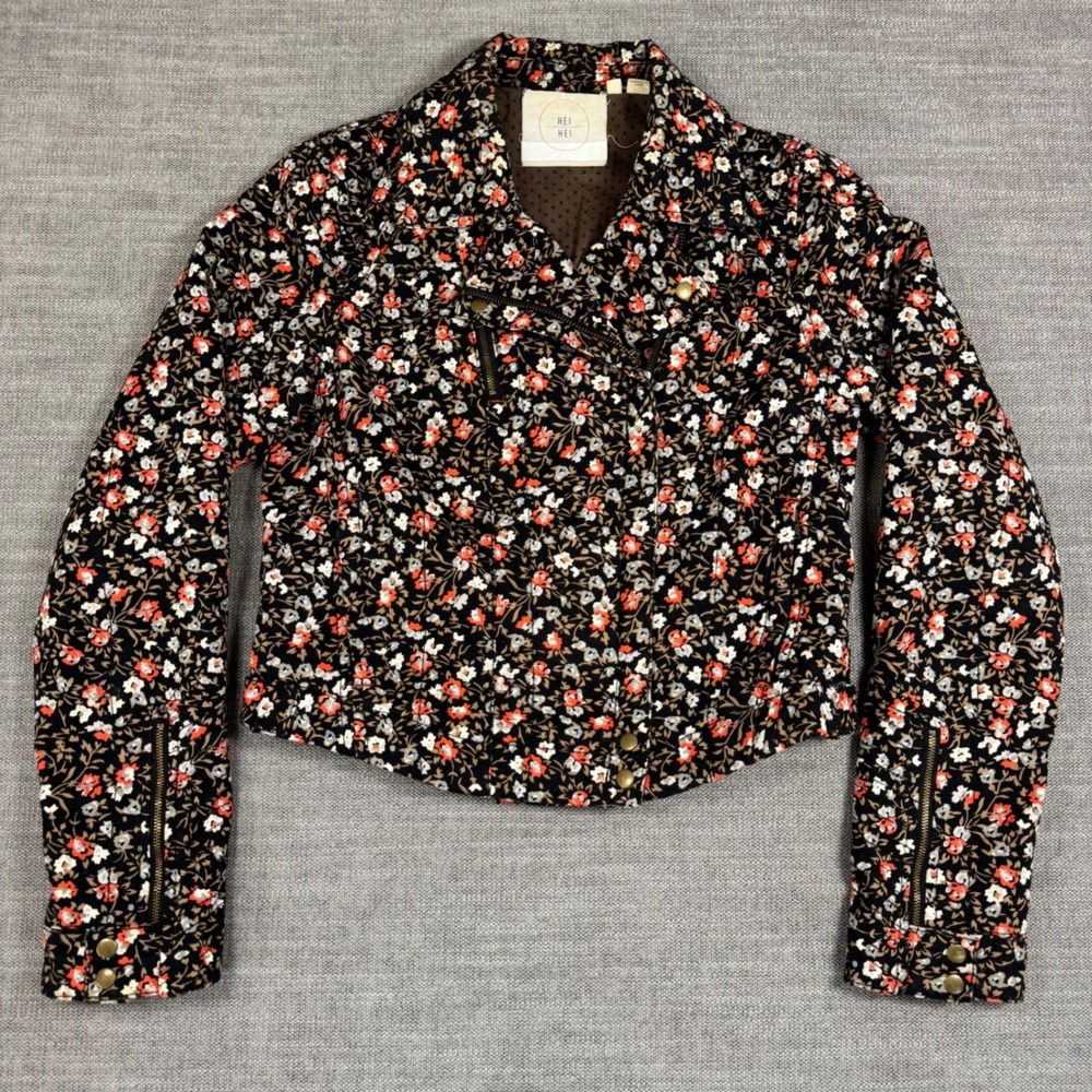Hei Hei Anthropologie Cropped Tinsley‎ Moto Jacket Floral Moto US 8 Cotton